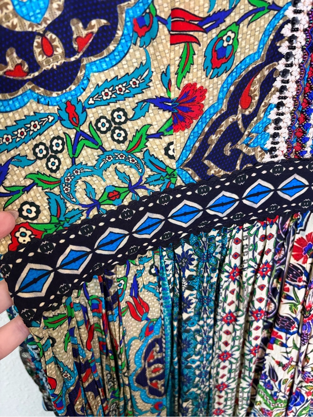 Anthropologie Bhanuni by Jyoti Bohemian Long Sleeve Maxi Dress 14 multicolor - Picture 7 of 13